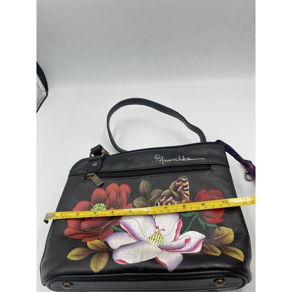 Anuschka Hand Painted Leather Top to Side Zip Crossbody Bag-Dreamy Blossoms-NWT - Picture 10 of 13